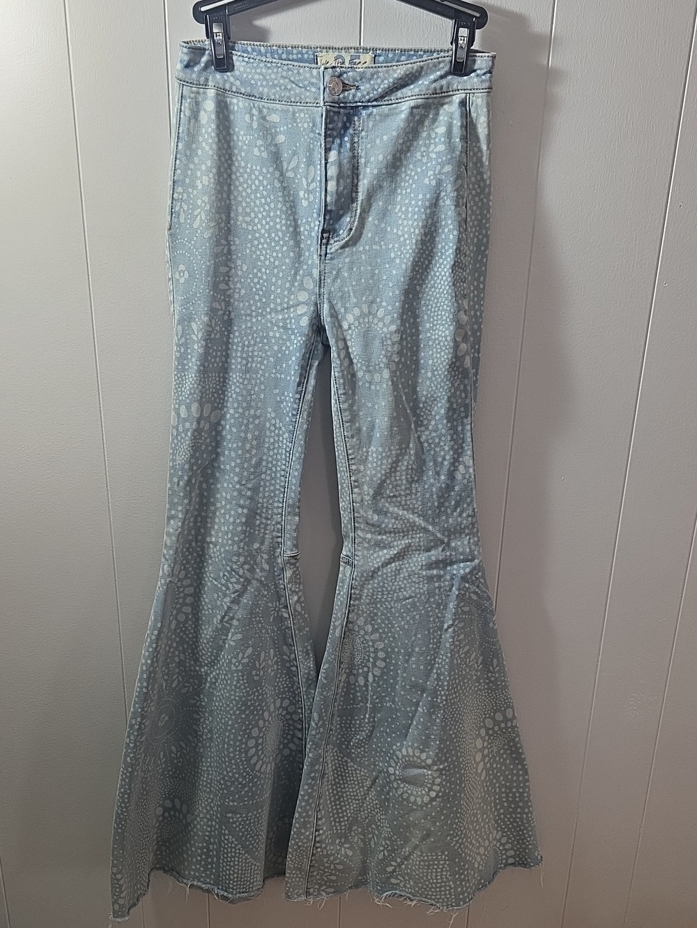 We The Free Light Blue Printed Wide Leg Jeans